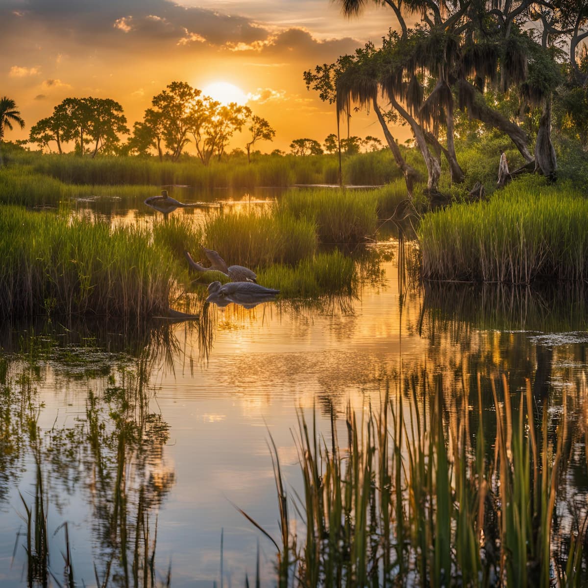 Endangered Florida Panther walking through Everglades habitat.